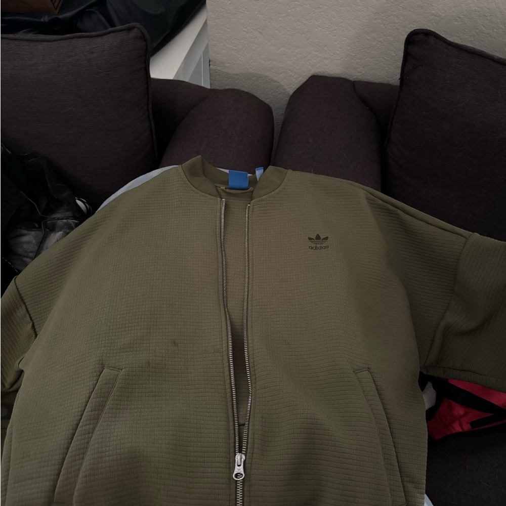 Adidas Olive Green bomber Zip-Up Jacket